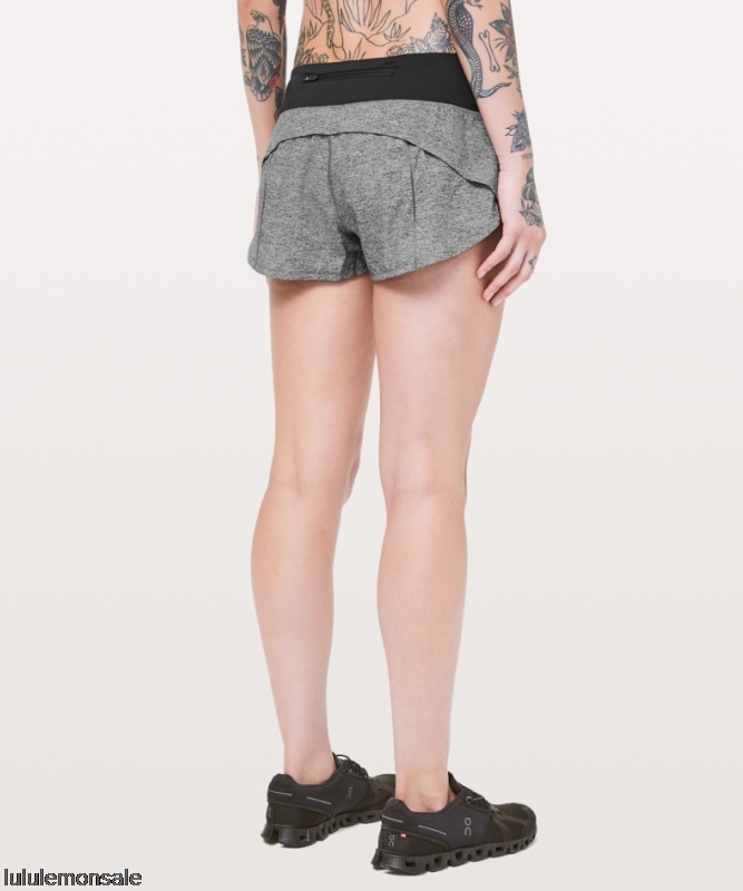Lululemon Damen DELULU356 | Heather Lux Multi Black Speed ​​Up Low Rise Lined Short 25